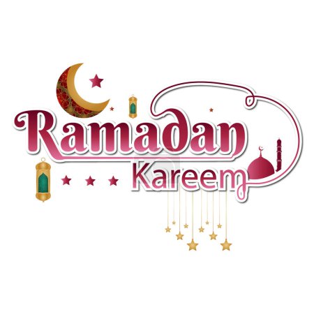 Schrift ramadan kareem islamische arabische Typografie Text für marhaban ya ramadhan Aufkleber mit Laterne Moschee transparenten Hintergrund