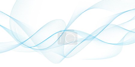Ilustración de Moderna onda resplandeciente abstracta sobre fondo blanco. Elemento de diseño de líneas dinámicas de onda fluida. Tecnología futurista y patrón de ondas sonoras. Vector EPS10. - Imagen libre de derechos