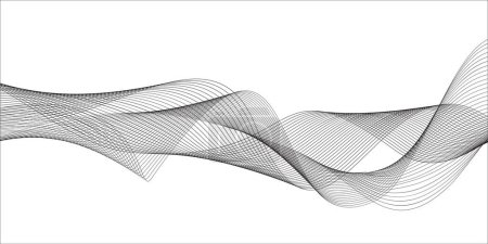 Ilustración de Modernas líneas de ondas brillantes abstractas sobre fondo blanco. Elemento dinámico de diseño de onda de flujo. Tecnología futurista y patrón de ondas sonoras. Vector EPS10. - Imagen libre de derechos