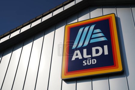 Photo for Advertising sign of Aldi Sued on the facade of the market - Royalty Free Image