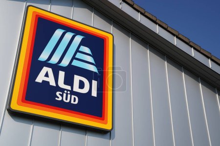 Photo for Advertising sign of Aldi Sued on the facade of the discounter - Royalty Free Image