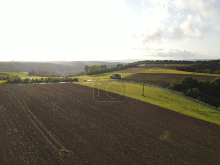 Vue aérienne des champs agricoles à la campagne