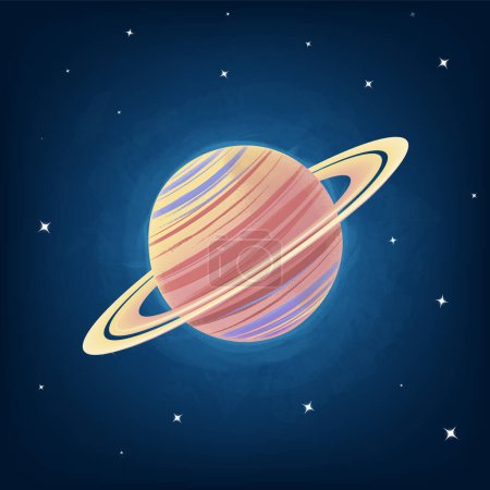 Illustration for Stylized vector illustration of Saturn in space - Royalty Free Image