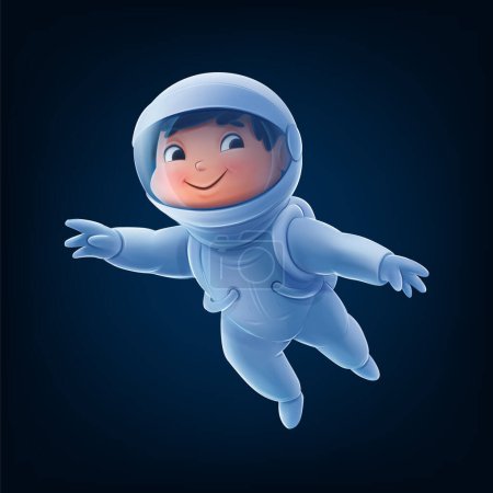 Illustration for Space travel illustration with kid astronaut - Royalty Free Image