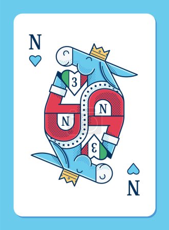 Ilustración de Tarjeta de poker rey burro naples mascota con corazón - Imagen libre de derechos