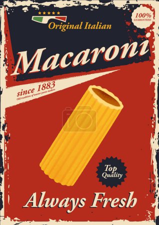 Téléchargez les illustrations : Pâtes italiennes macaroni affiche avec logo - en licence libre de droit