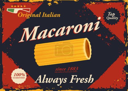 Téléchargez les illustrations : Pâtes italiennes macaroni affiche avec logo - en licence libre de droit