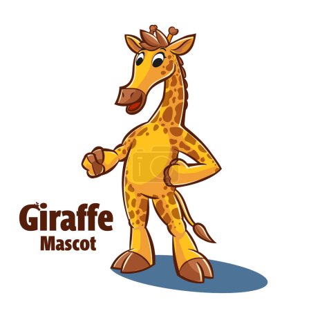 Illustration for Illustration mascot giraffe cheerful smiling character - Royalty Free Image