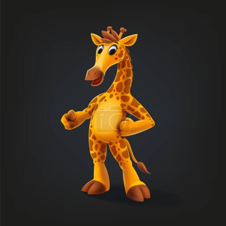 Téléchargez les illustrations : Illustration mascotte girafe personnage souriant gai - en licence libre de droit