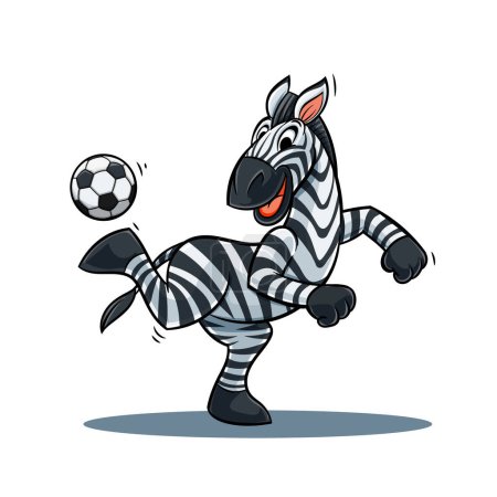 Illustration for Zebra football mascot plays in header action - Royalty Free Image