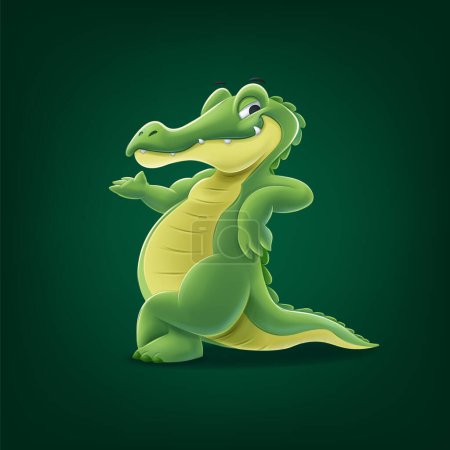 Téléchargez les illustrations : Mignon crocodile dessin animé logo de la mascotte - en licence libre de droit