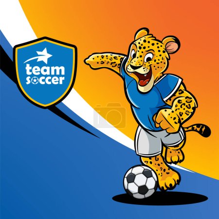 Téléchargez les illustrations : Mascotte léopard graphismes de football pour le match de tournoi - en licence libre de droit