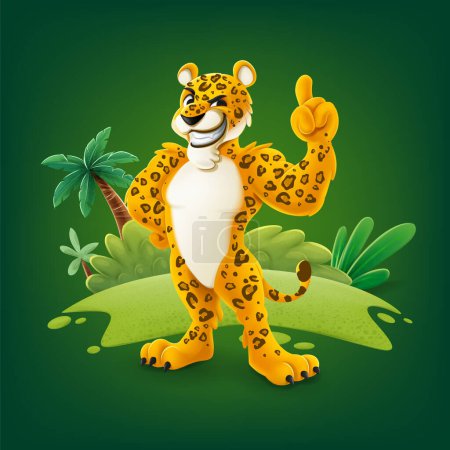 Téléchargez les illustrations : Personnage de léopard de dessin animé, illustration vectorielle - en licence libre de droit