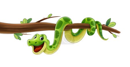 Ilustración de Caricatura serpiente carácter bandera, vector de ilustración - Imagen libre de derechos