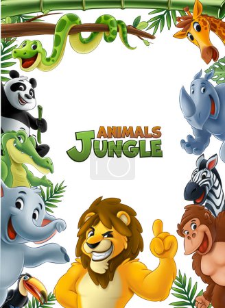 Ilustración de Varios animales salvajes caracteres banner, vector de ilustración - Imagen libre de derechos