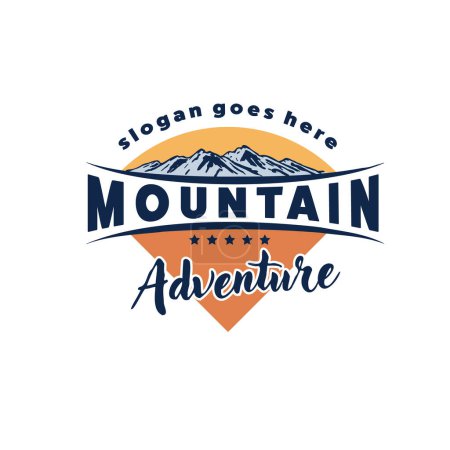 Ilustración de Etiqueta para la aventura de montaña logo design - Imagen libre de derechos