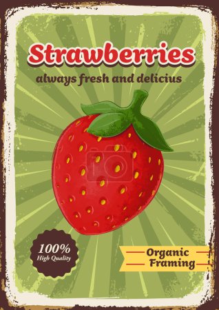 Téléchargez les illustrations : Vieux vieux signe de vente de fraise - en licence libre de droit