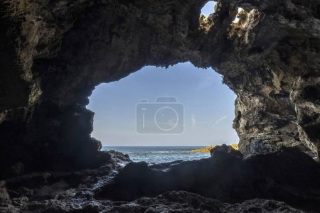 Photo for Cova Tallada in Javea. Sea cave on the Montgo natural park in Alicante province, Javea, Spain. In this place you can snorkel. - Royalty Free Image