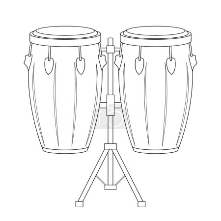 Ilustración de Fácil ilustración de vectores de dibujos animados para colorear de tambores de conga aislados sobre fondo blanco - Imagen libre de derechos