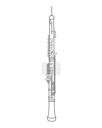 Illustration for Easy coloring cartoon vector illustration of an oboe isolated on white background - Royalty Free Image