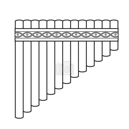 Easy coloring cartoon vector illustration of a panpipe isolated on white background