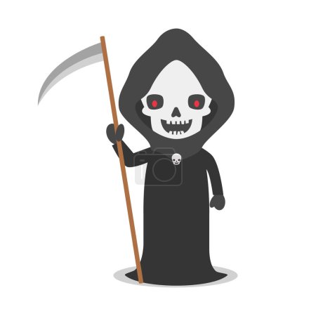 Illustration for Cartoon illustration of angel of death with scythe - Royalty Free Image