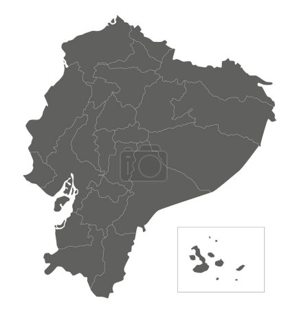 Téléchargez les illustrations : Carte vectorielle vierge de l'Équateur avec les provinces et les divisions administratives. Couches modifiables et clairement étiquetées. - en licence libre de droit