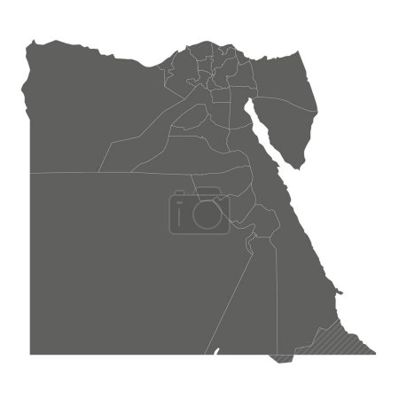 Téléchargez les illustrations : Carte vectorielle vierge de l'Égypte avec les gouvernorats ou les provinces et les divisions administratives. Couches modifiables et clairement étiquetées. - en licence libre de droit