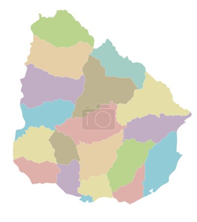 Téléchargez les illustrations : Carte vectorielle vierge de l'Uruguay avec départements et divisions administratives. Couches modifiables et clairement étiquetées. - en licence libre de droit