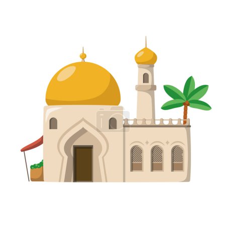 Ilustración de Ilustración vectorial de una casa árabe tradicional en estilo caricatura aislada sobre fondo blanco. Casas tradicionales de la Serie Mundial - Imagen libre de derechos