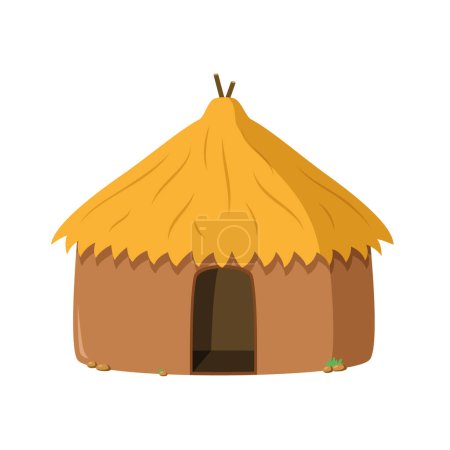 Vektorillustration einer traditionellen Masaai-Lehmhütte im Cartoon-Stil isoliert auf weißem Hintergrund. Traditionshäuser der Weltserie
