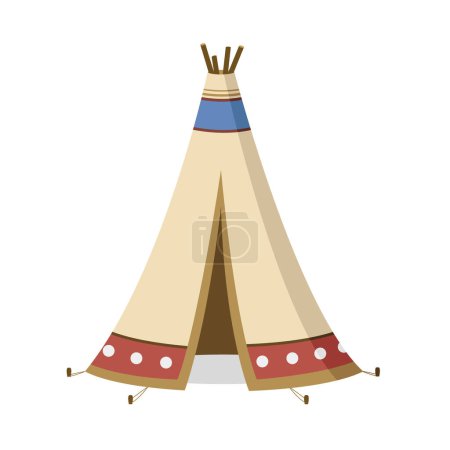 Illustration vectorielle d'un tipi traditionnel amérindien en style dessin animé isolé sur fond blanc. Série des Maisons traditionnelles du monde