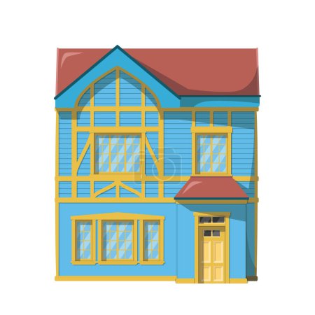Vector illustration of a traditional Valparaiso house in cartoon style isolated on white background. Traditional Houses of the World Series