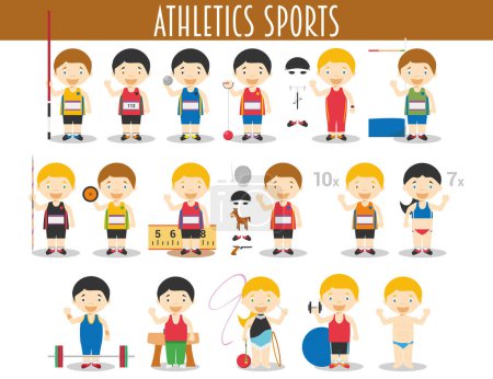 Ilustración de Vector Conjunto de Atletismo y Gimnasia Deportes en estilo de dibujos animados - Imagen libre de derechos