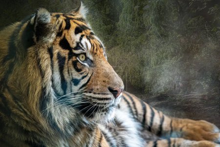 Alerte Tigre dans l'habitat naturel Un portrait en gros plan
