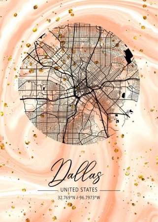 Foto de Dallas - Estados Unidos Anthurium Marble Map es un hermoso estampado de las ciudades más famosas del mundo. Usted no encontrará una impresión similar a este gran precio. - Imagen libre de derechos