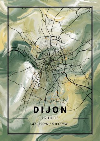 Foto de Dijon - France Tulip Marble Map es un hermoso estampado de las ciudades más famosas del mundo. Usted no encontrará una impresión similar a este gran precio. - Imagen libre de derechos