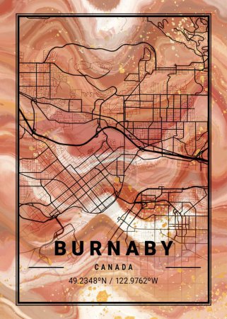 Foto de Burnaby - Canada Violet Marble Map es un hermoso estampado de las ciudades más famosas del mundo. Usted no encontrará una impresión similar a este gran precio. - Imagen libre de derechos