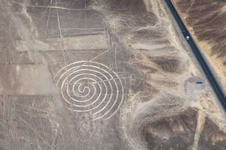 Photo for Highway near spiral geoglyph, Nazca Lines, Peru - Royalty Free Image