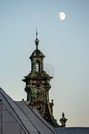 View of the bell tower of the Latin Cathedral in the city of Lviv, Ukraine