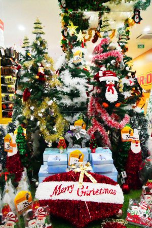 Photo for Christmas store at a shopping mall in Palembang, South Sumatera. - Royalty Free Image