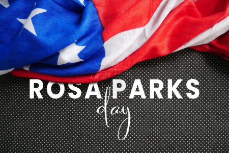 Photo for Rosa Parks Day with USA flag. Honor of the civil rights leader. - Royalty Free Image