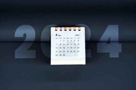 2024 Kalender mit April-Monatsblatt. Schreibtischkalender April 2024