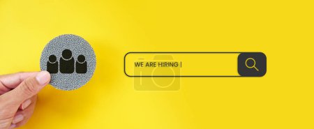 We are hiring in search box. Minimalist background of job vacancy concept