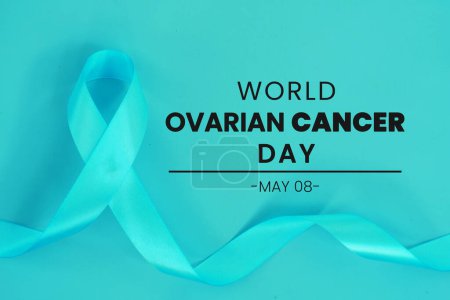 Photo for World Ovarian Cancer Day with ribbon awareness. Teal Ribbon. - Royalty Free Image