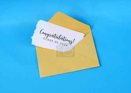 Yellow envelope with a card that says Congratulations class of 2024