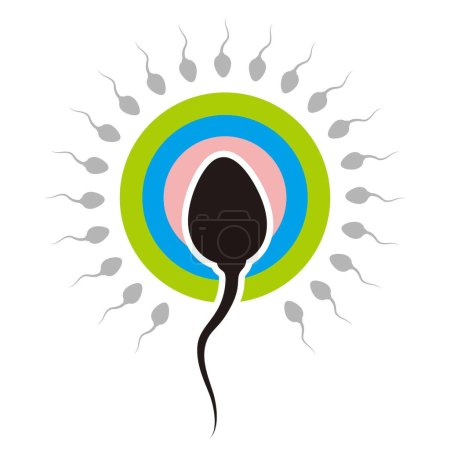 Téléchargez les illustrations : Illustration d'un spermatozoïde fécondant un ovule - en licence libre de droit