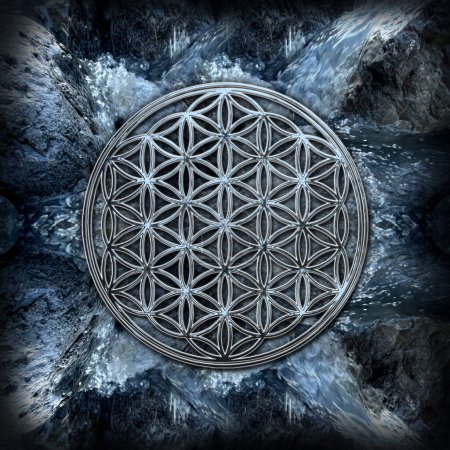 Photo for Flower Of Life on beautiful water background (austrian alp creek) - Royalty Free Image