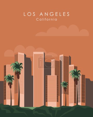 Illustration for Poster design Los Angeles, California. City view - Royalty Free Image