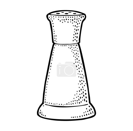 Illustration for Salt glass shaker. Engraving vintage vector black illustration. Isolated on white background. Hand drawn design element for label and poster - Royalty Free Image
